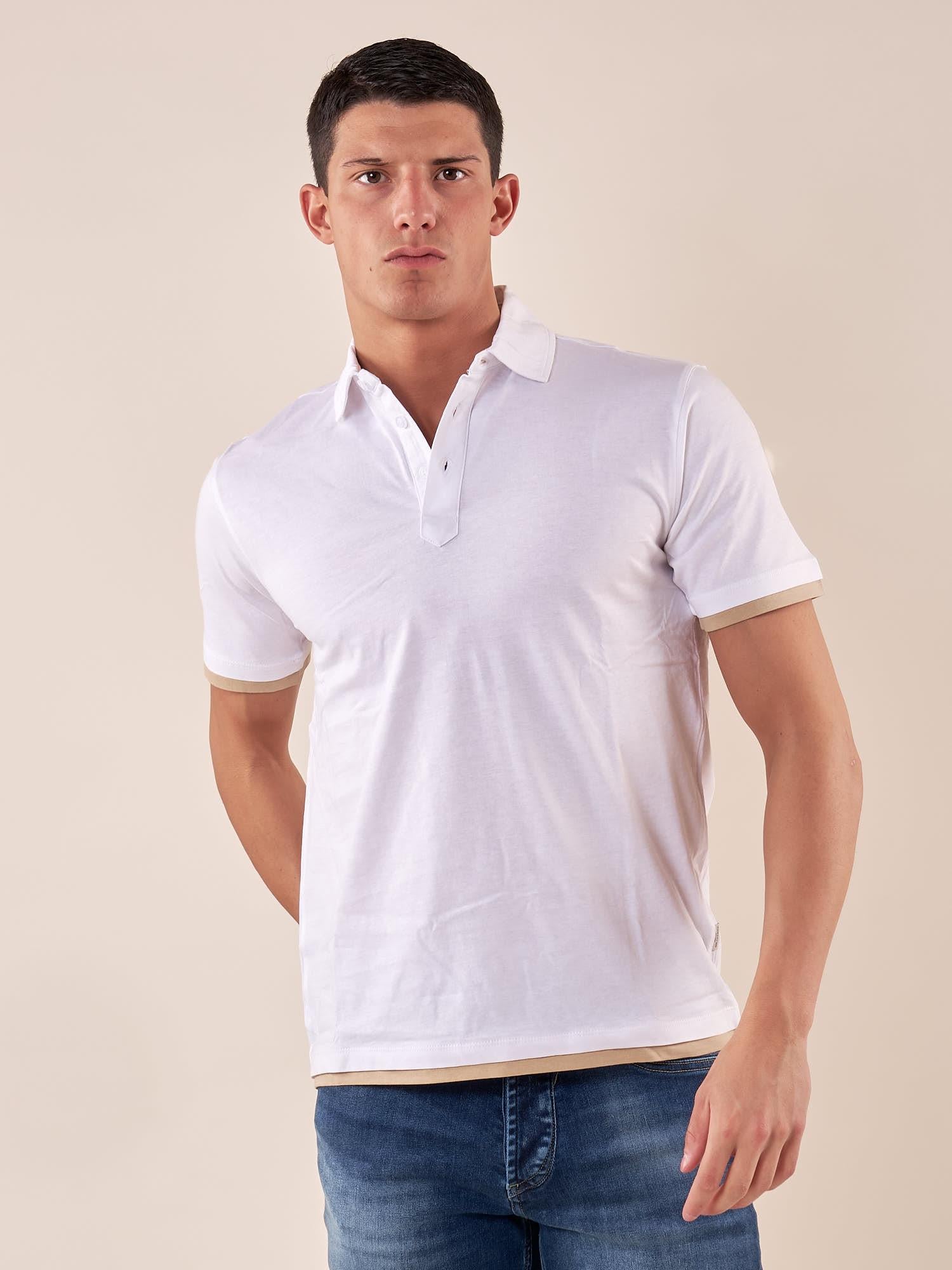 Polo manica corta tessuto100% cotone uomo, PE120H BIANCO HAMAKI-HO 
