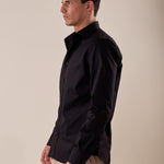 Camicia in cotone elasticizzatoa slim collo francese con riprese uomo. FBSOFT NERO FB Uomo 