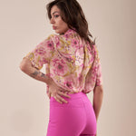 Pantalone skinny con carrè dietro donna. PA000777 GERANIO ARTIGLI 