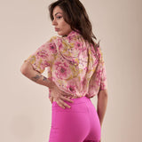 Pantalone skinny con carrè dietro donna. PA000777 GERANIO ARTIGLI 