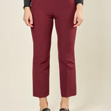 Pantalone donna in tessuto tecnico a zampetta. Vita regolare, zip laterale invisibile. PA003492 BORDEAUX ARTIGLI 