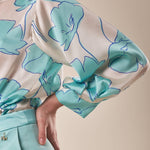 Blusa in fantasia manica lunga donna. BL002246 PANNA ARTIGLI 