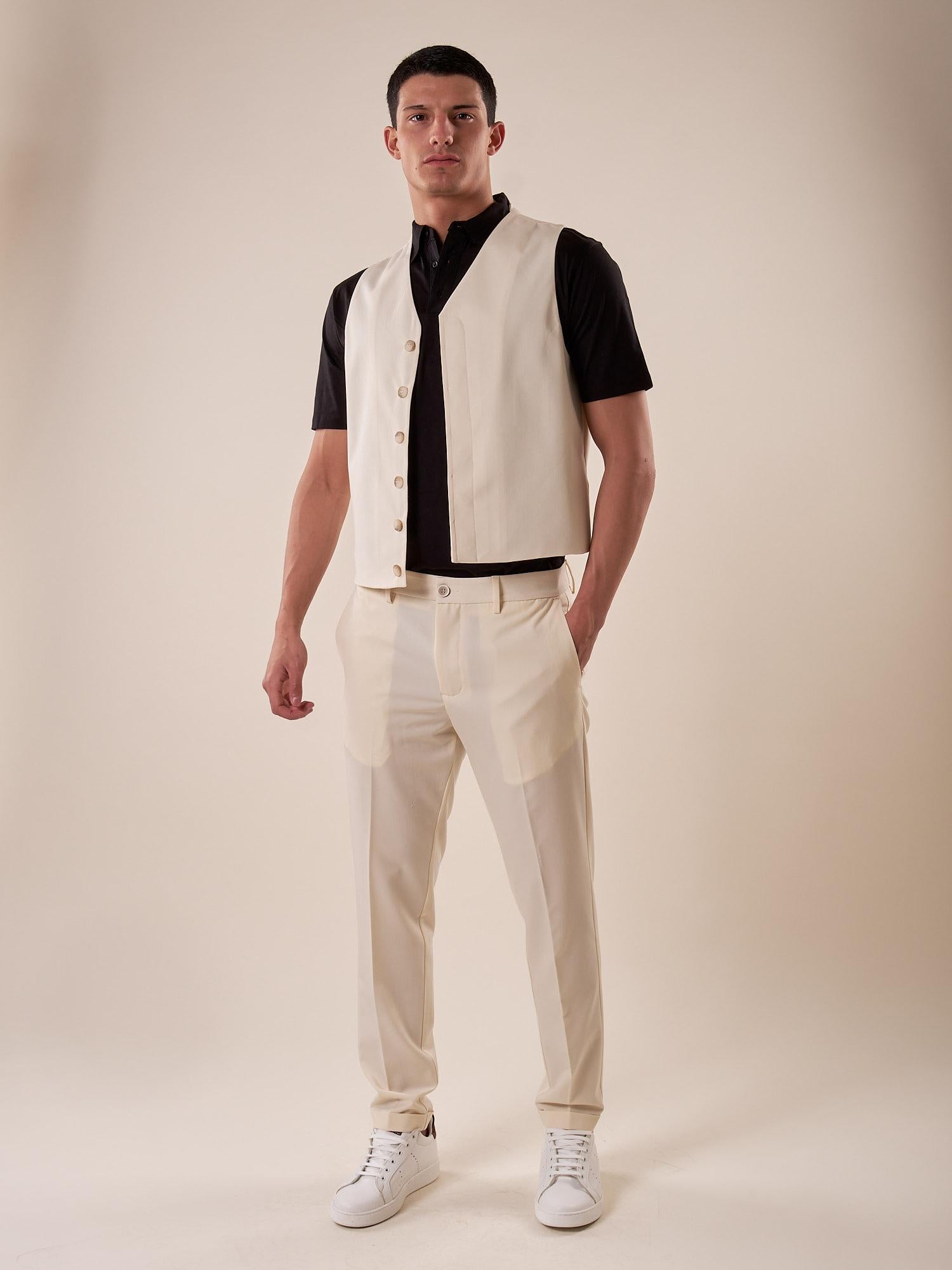 Gilet uomo abbottonatura nascosta. OE1S2S5I01 BURRO OVER-D Uomo 