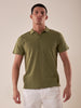 Men's short-sleeved polo shirt with derby collar, stretch piquet.