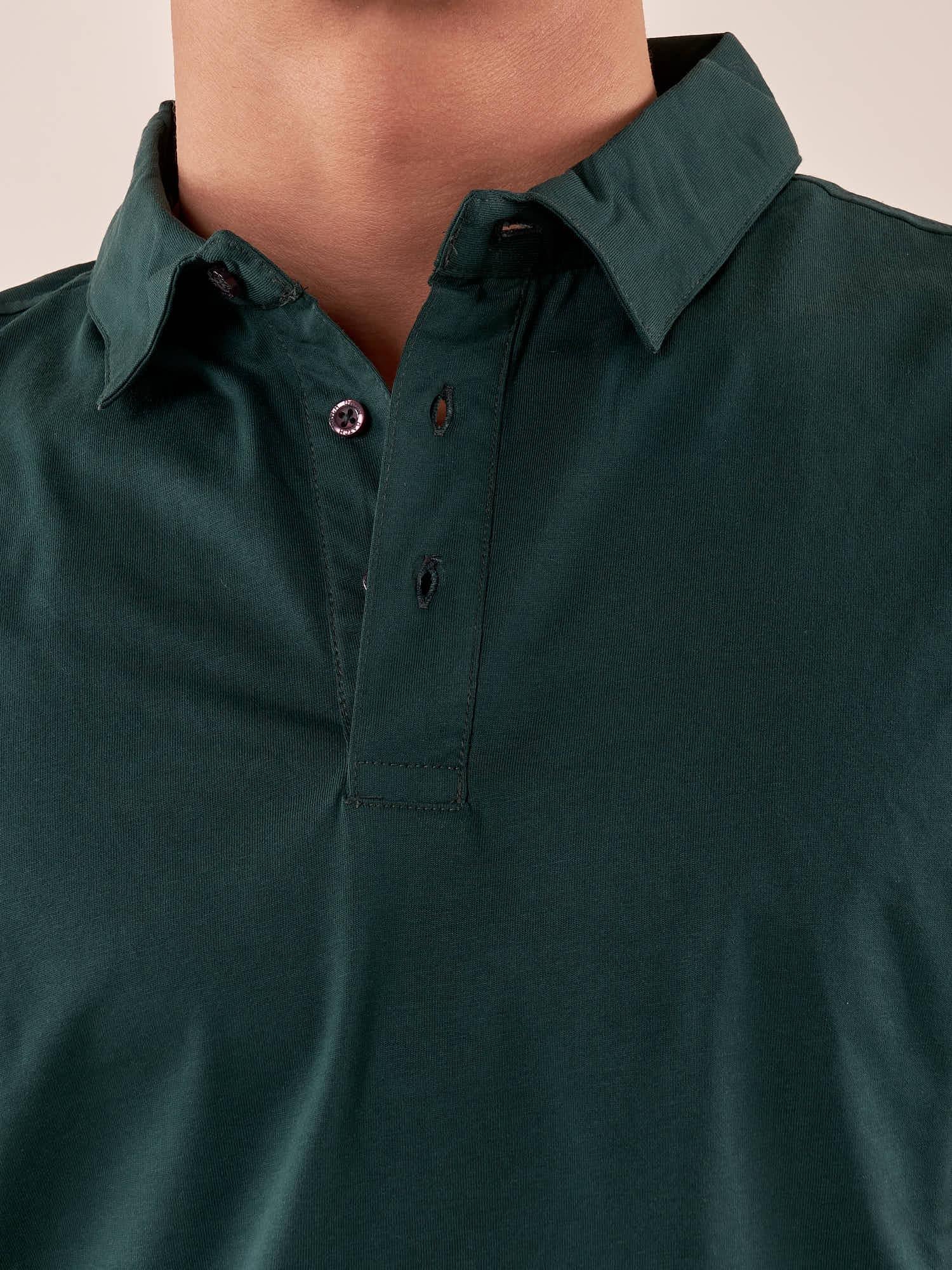 Polo manica corta cotone mercerizzato uomo. DM9291 HUNTER GREEN DATCH 