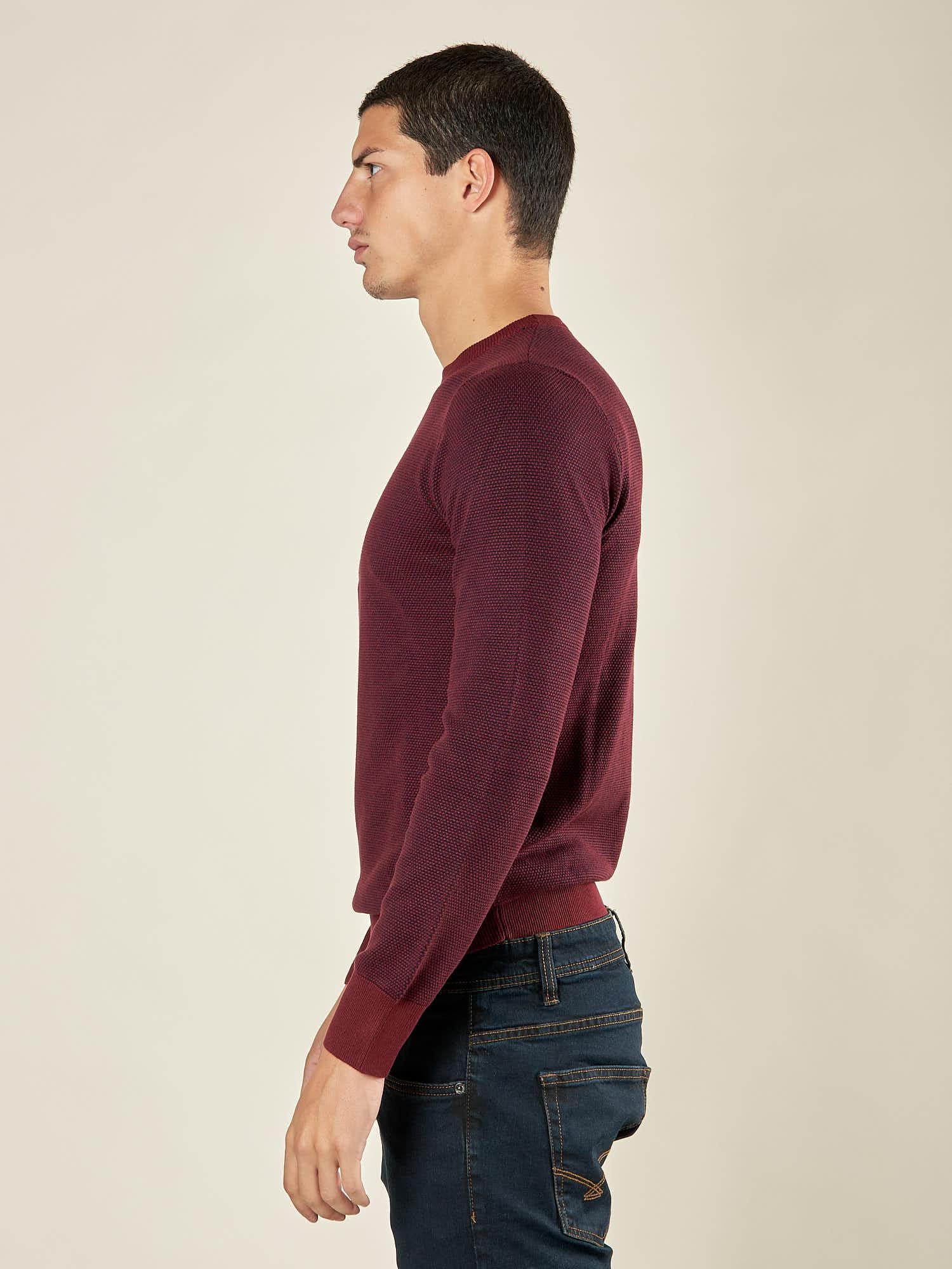 Maglia Uomo Girocollo Manica Lunga in Misto Viscosa con Micro Disegno CON/4034225 BAROLO CONSENSO 