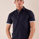 Polo manica corta tessuto100% cotone uomo, PE120H BLU HAMAKI-HO 