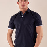 Polo manica corta tessuto100% cotone uomo, PE120H BLU HAMAKI-HO 