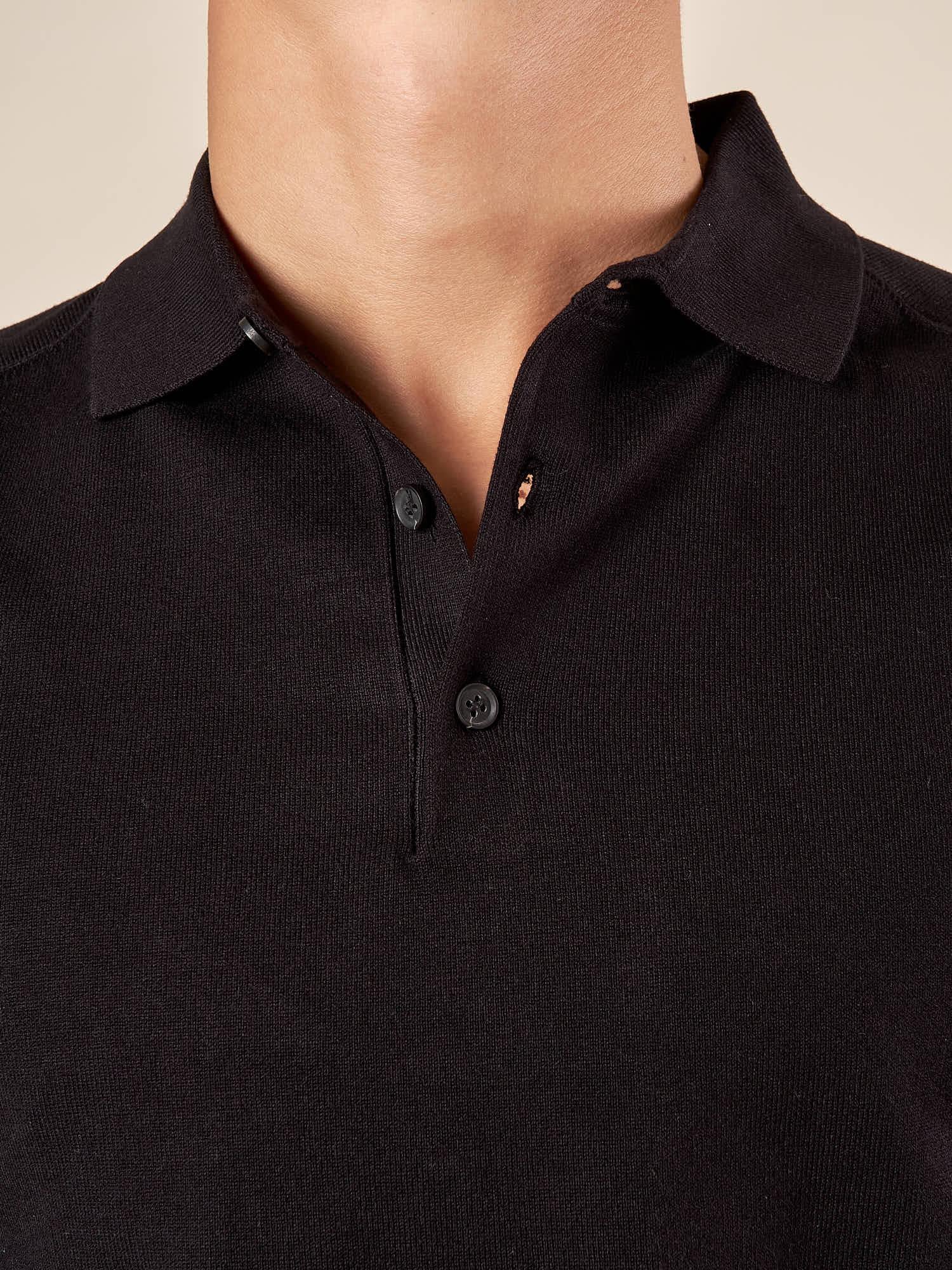 Polo uomo manica lunga in misto viscosa Eleganza casual e comfort naturale. CON/3020900 BLACK CONFAB 