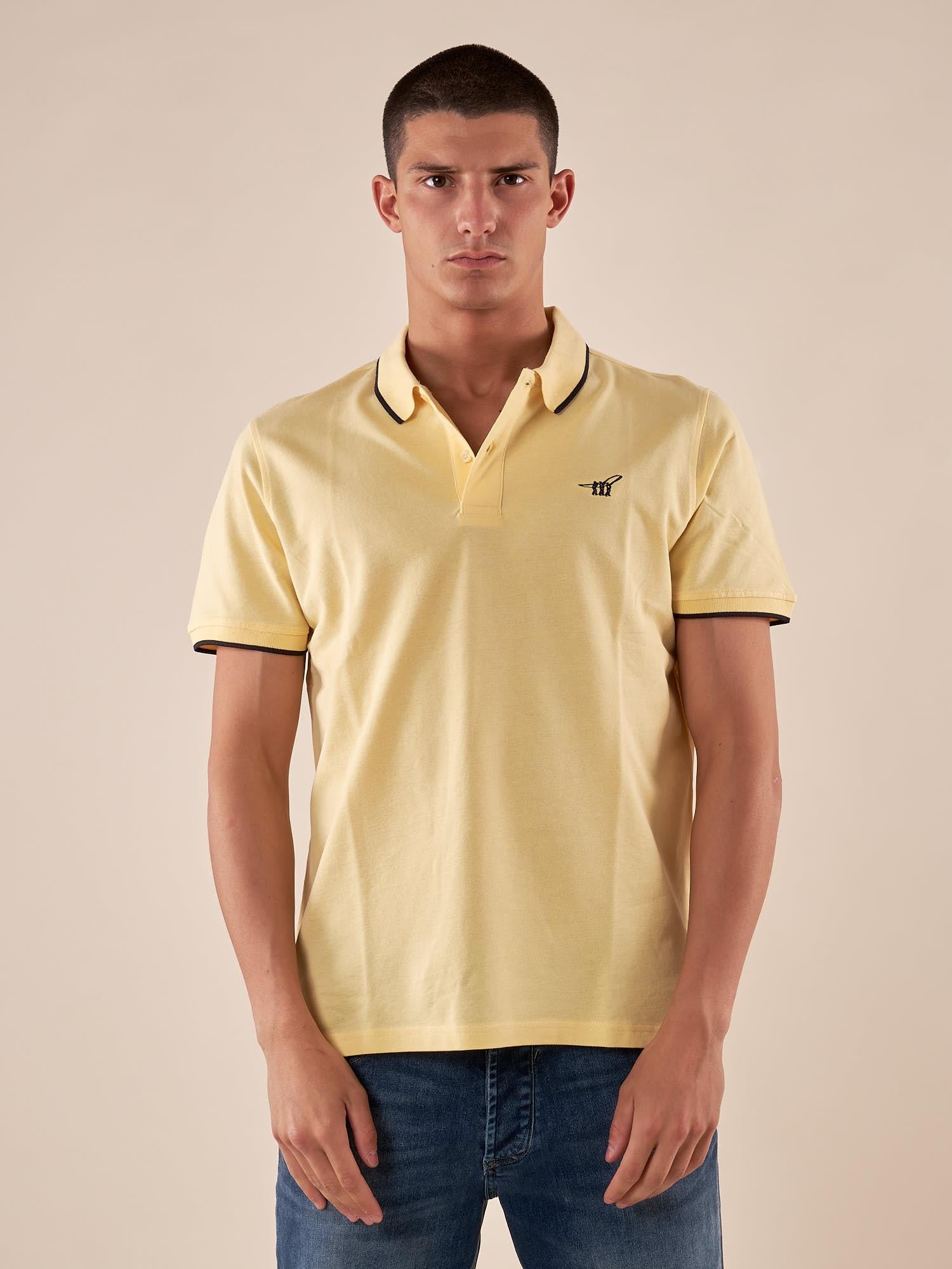 Polo Uomo manica corta in cotone piquet con ricamo. P626122 GIALLO Henry Cotton's 