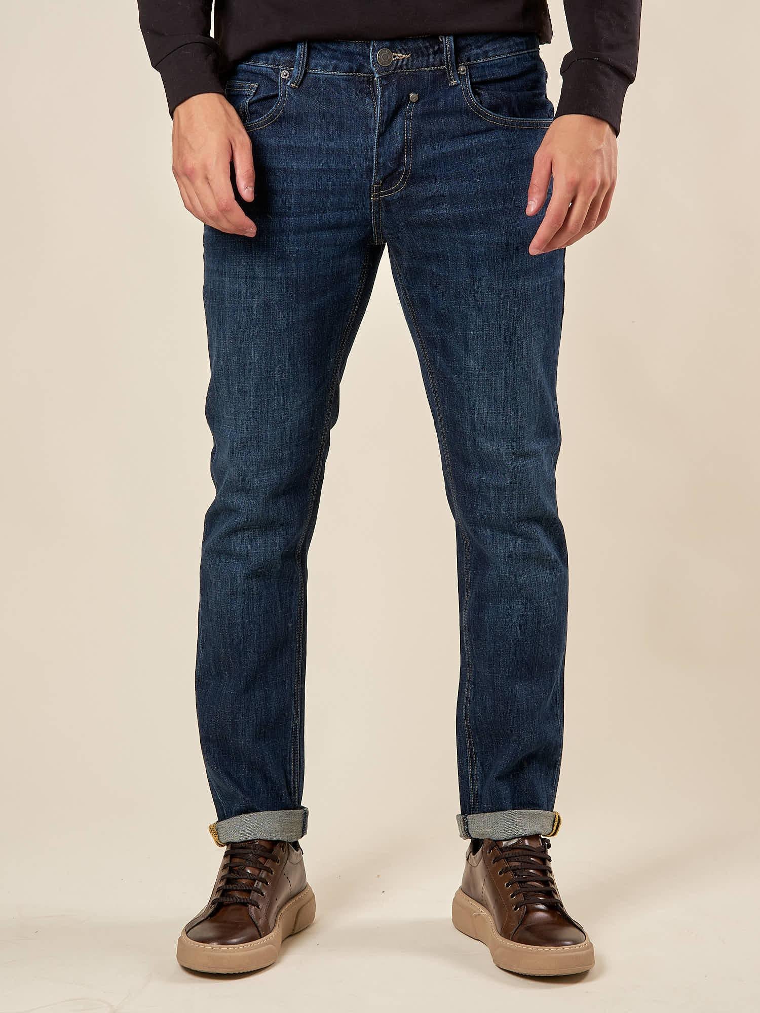 Jeans Uomo Slim Fit Stretch 5 Tasche Lavaggio Scuro. DM9646 DARK BLUE DATCH Uomo 