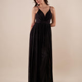 Abito lungo Donna cerimonia con pieghe su corpetto. AB002161 NERO ARTIGLI 