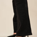 Pantalone Donna Curvy in Cotone Jeansato a Zampa con Effetto Push-Up e Cinque Tasche. F883YBFLZ1030 NERO Lizalù 