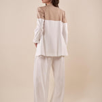 Giacca da Donna bicolore in tessuto misto viscosa con tasca con pattina. GI000817 BEIGE/AVORIO ARTIGLI 