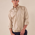 Camicia Uomo Manica Lunga 100% cotone. M48643 SABBIA SUPERIOR VINTAGE 