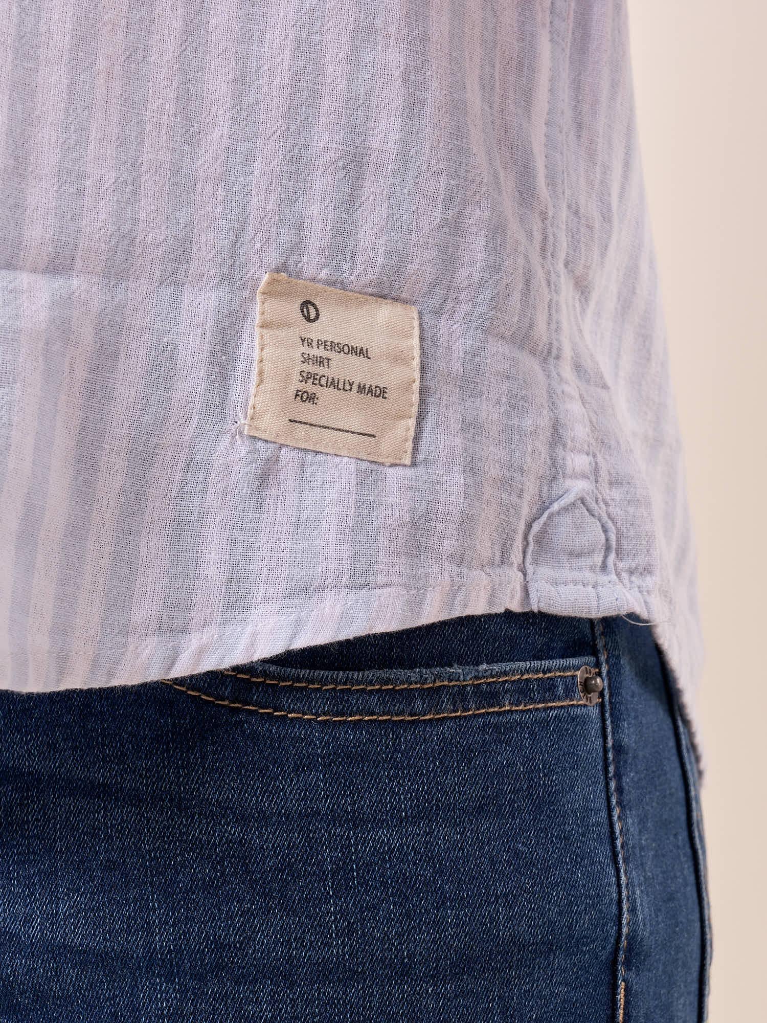 Camicia manica lunga rigata misto lino collo con bottoncino a scomparsa uomo. OC1S2S5C11 POLVERE OVER-D Uomo 
