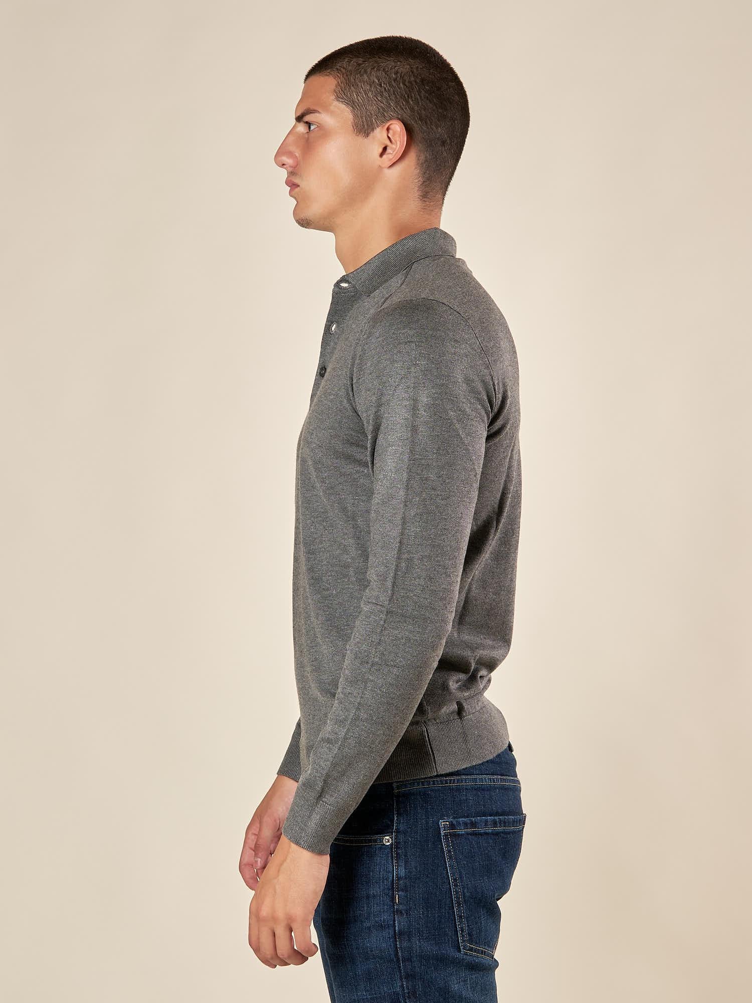 Polo uomo manica lunga in misto viscosa Eleganza casual e comfort naturale. CON/3020900 FUMO CONFAB 