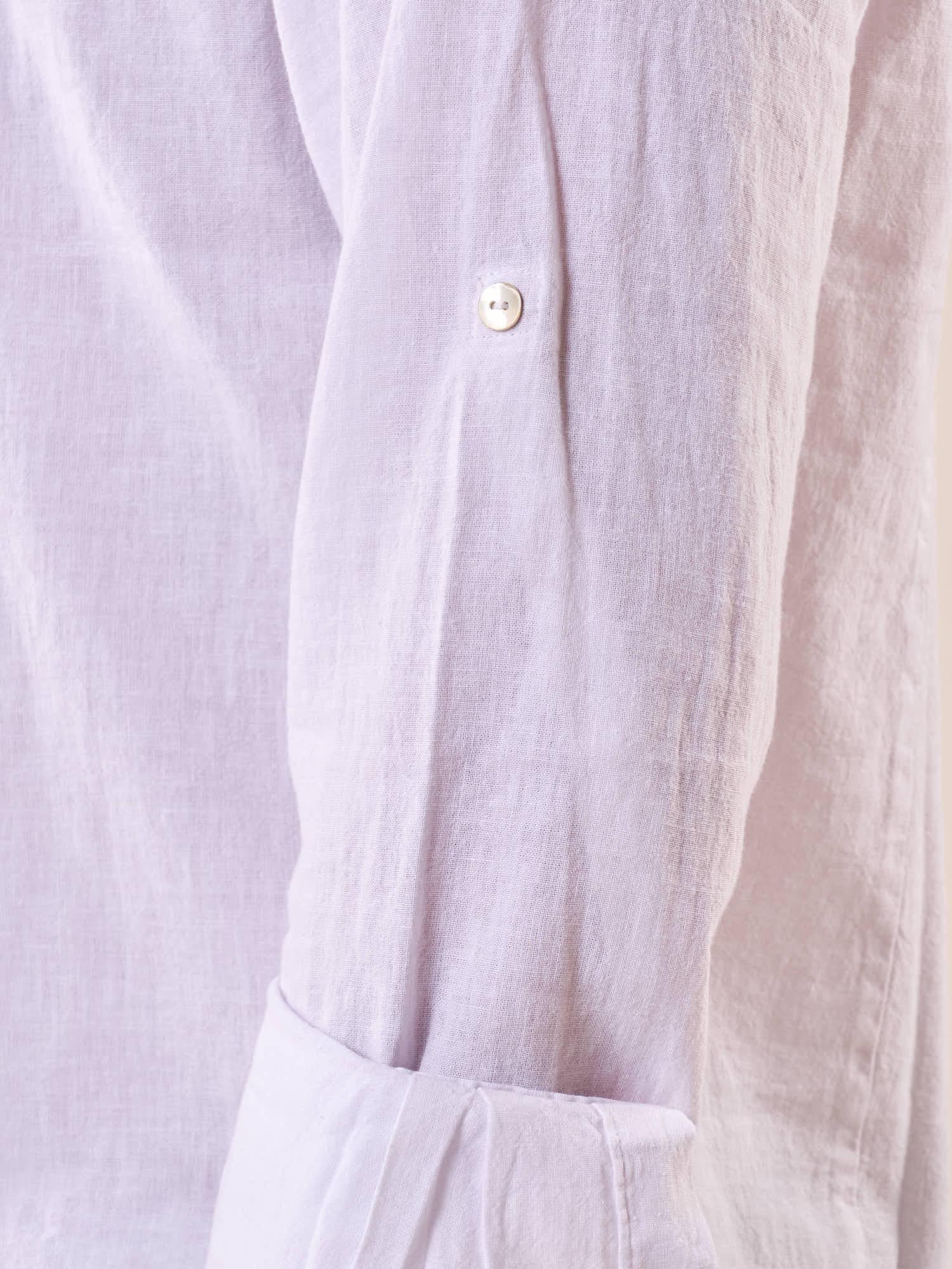 Camicia manica lunga coreana misto lino uomo. OC1S2S5C10 BIANCO OVER-D 