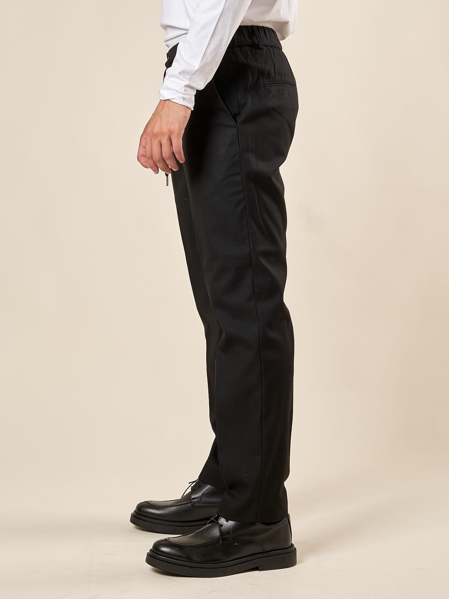 Pantalone da Uomo Regular Fit con Laccetto Tasche allAmericana, Passacinta ed Elastico Posteriore. PSI1803H NERO HAMAKI-HO 