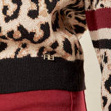 Maglia donna stampa animalier. MA003123 AVO/BORD/NERO ARTIGLI 