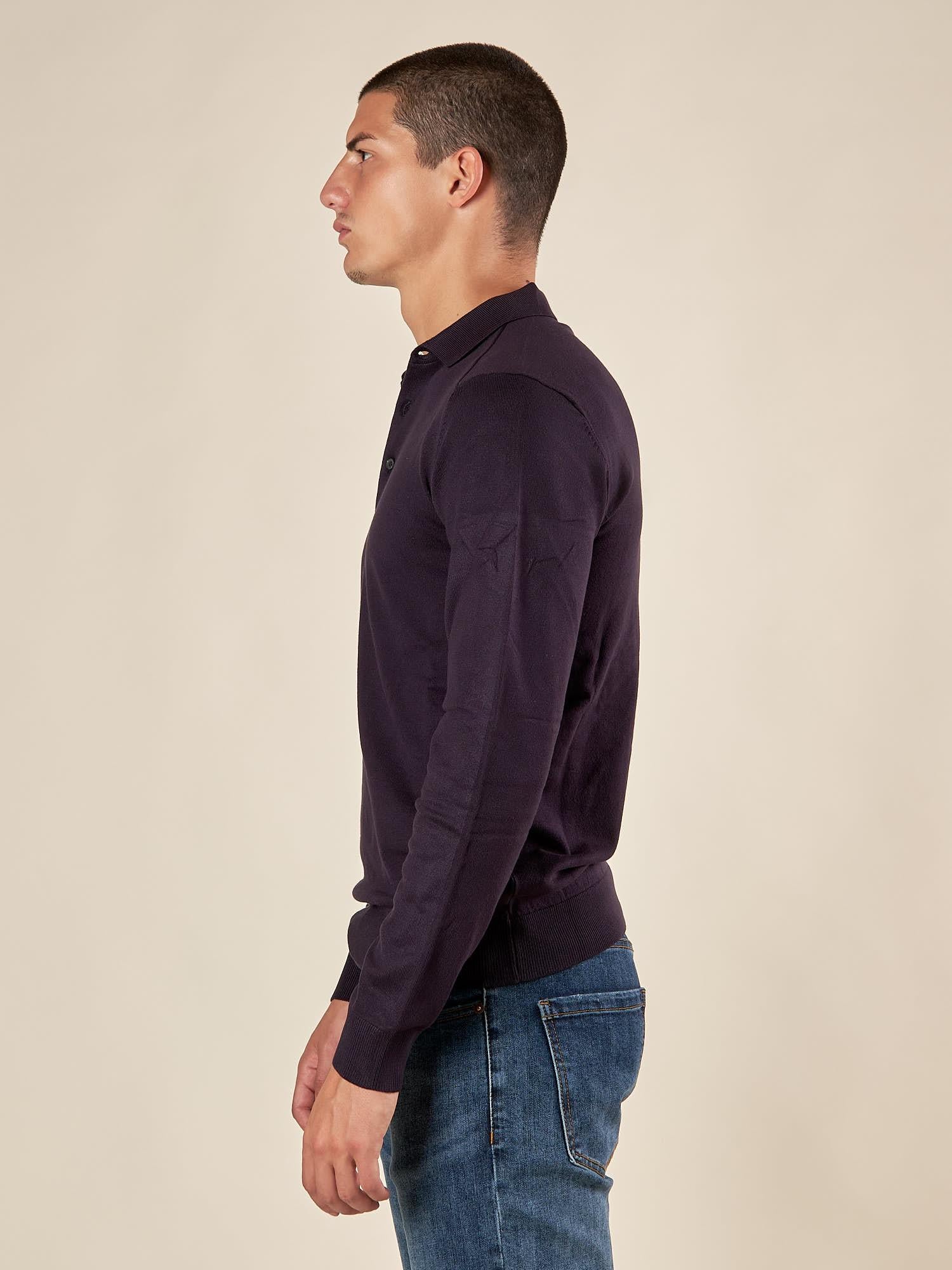 Polo uomo manica lunga in misto viscosa Eleganza casual e comfort naturale. CON/3020900 NAVY CONFAB 