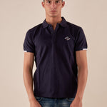 Polo da Uomo in 100% Cotone Piquet con Colletto e Polsini a Contrasto. BAM5431 BLU BACI & ABBRACCI 