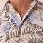 Camicia manica linga misto lino fantasia uomo, DM9391 BEIGE DATCH 