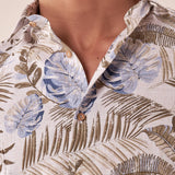 Camicia manica linga misto lino fantasia uomo, DM9391 BEIGE DATCH 