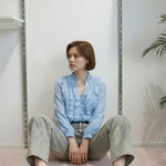 Camicia da donna a maniche lunghe con rouches PG120M POLVERE EXTASY 