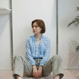 Camicia da donna a maniche lunghe con rouches PG120M POLVERE EXTASY 