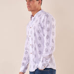 Camicia coreana manica lunga misto lino fantasia uomo. DM9393 GRIGIO DATCH 