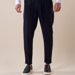 Pantalone doppio bottone tasca america con fibbie laterali uomo. GPE511 BLU BLACKSUNDAY 