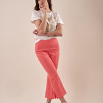 Pantalone zampetta corto con spacchetto in fondo donna. PA000767 CORALLO ARTIGLI 