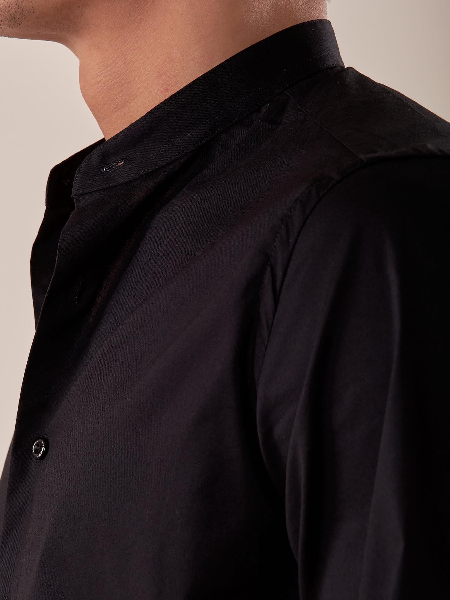 Camicia Manica lunga cotone elasticizzato modello alla coreana uomo. OC1S2S5C02 NERO OVER-D 
