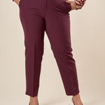 Pantalone Donna Curvy in tessuto tecnico con spacchetto e bottone oro. F299YBFALIDA BURGUNDY Lizalù 