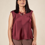 Top Donna in Raso  Eleganza Morbida per Ogni Occasione. TP1432 BORDEAUX LESLY 