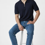 Polo Uomo 100% Cotone a Manica Corta con Mezza Zip  Stile Moderno e Comfort Naturale ME3211H BLU HAMAKI-HO 