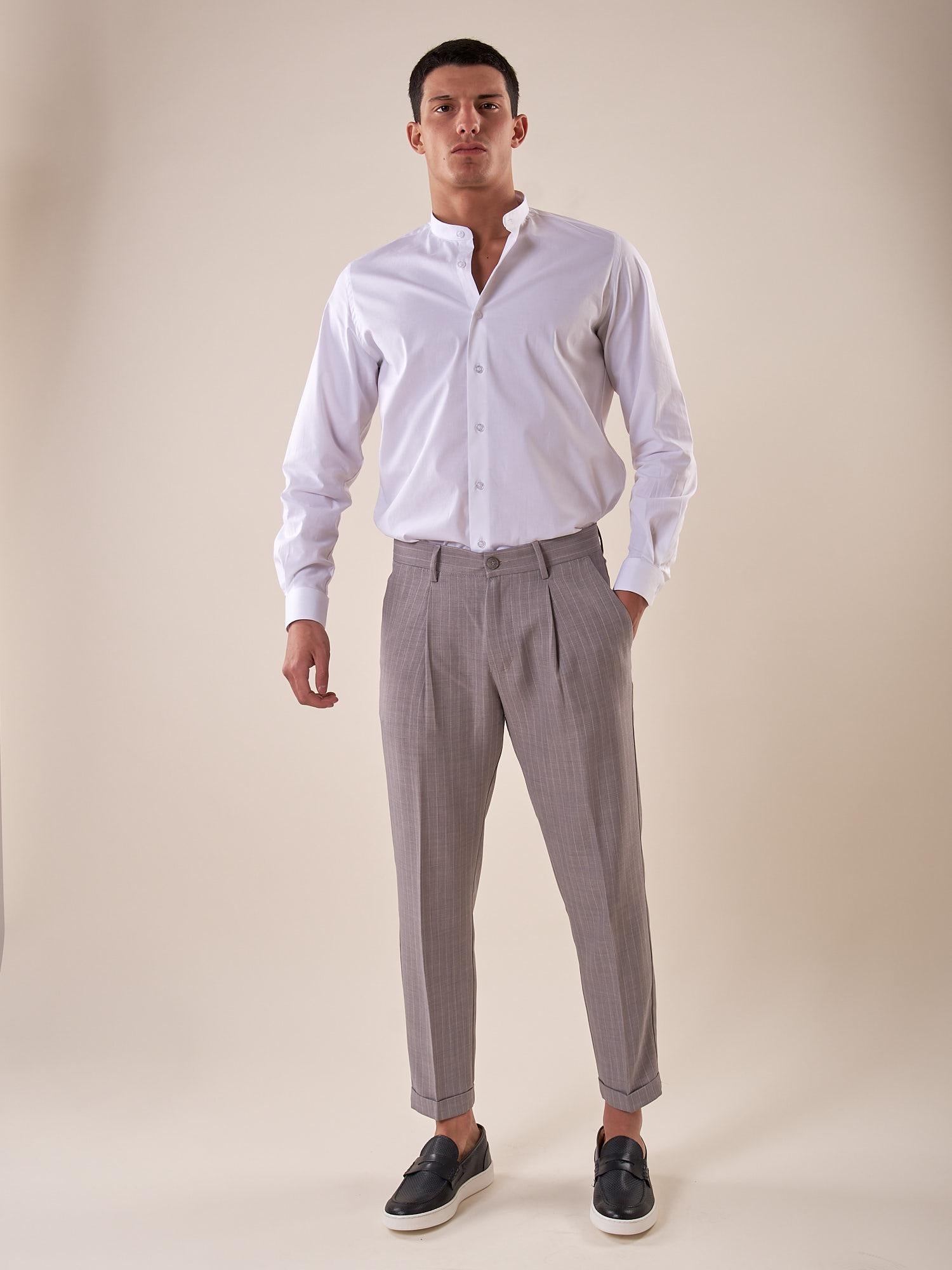 Camicia Manica lunga cotone elasticizzato modello alla coreana uomo. OC1S2S5C02 BIANCO OVER-D 