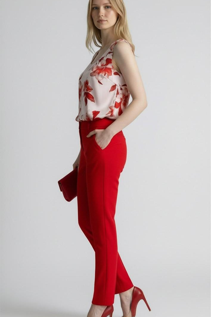 Canotta Donna in Fantasia Floreale a Spalla Larga CN004388 CIPRIA/ROSSO ARTIGLI Donna 