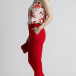 Canotta Donna in Fantasia Floreale a Spalla Larga CN004388 CIPRIA/ROSSO ARTIGLI Donna 