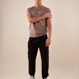 T-shirt uomo manica corta in cotone con logo tono su tono DM9056 FANGO DATCH Uomo 