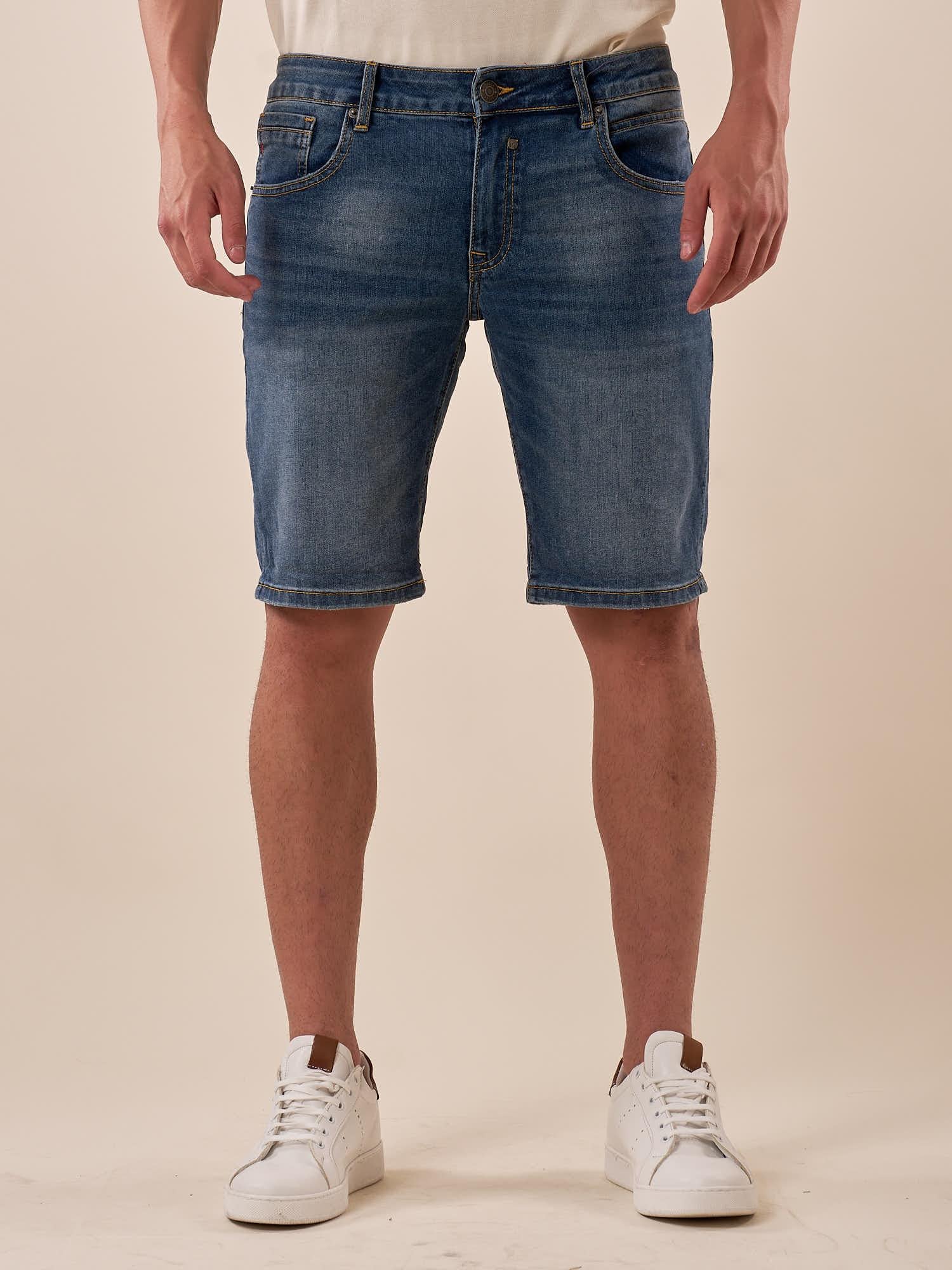 Bermuda Uomo in Jeans Elasticizzato 5 Tasche. DM9387 MEDIUM BLUE DATCH 
