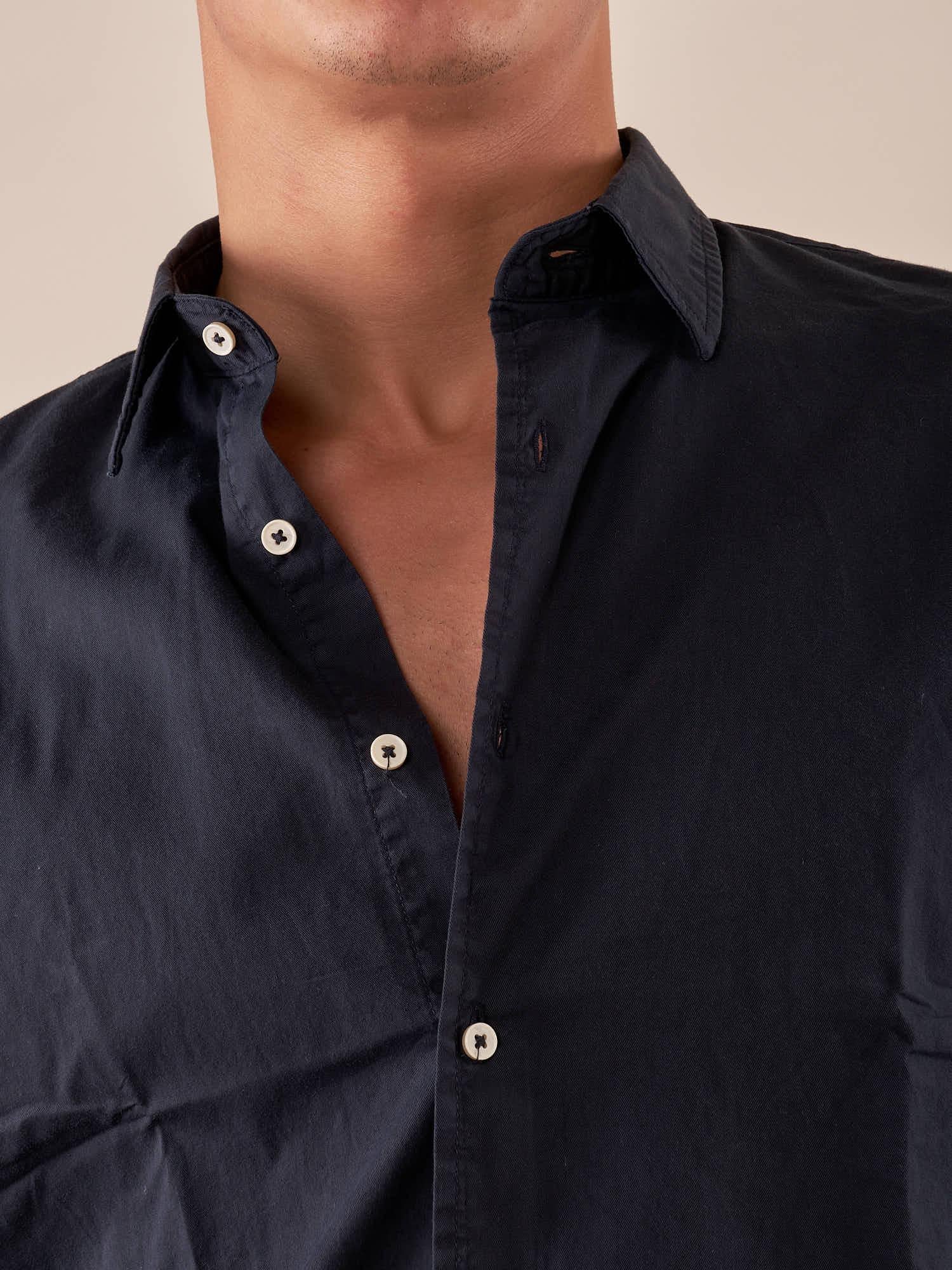 Camicia Uomo Manica Lunga 100% cotone. M48643 BLU SUPERIOR VINTAGE 