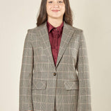 Giacca donna principe di Galles ad un bottone. GI003459 MORO/AVORIO ARTIGLI 