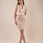 Abito tubino bicolore donna AB000933 BEIGE/AVORIO ARTIGLI 