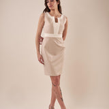 Abito tubino bicolore donna AB000933 BEIGE/AVORIO ARTIGLI 