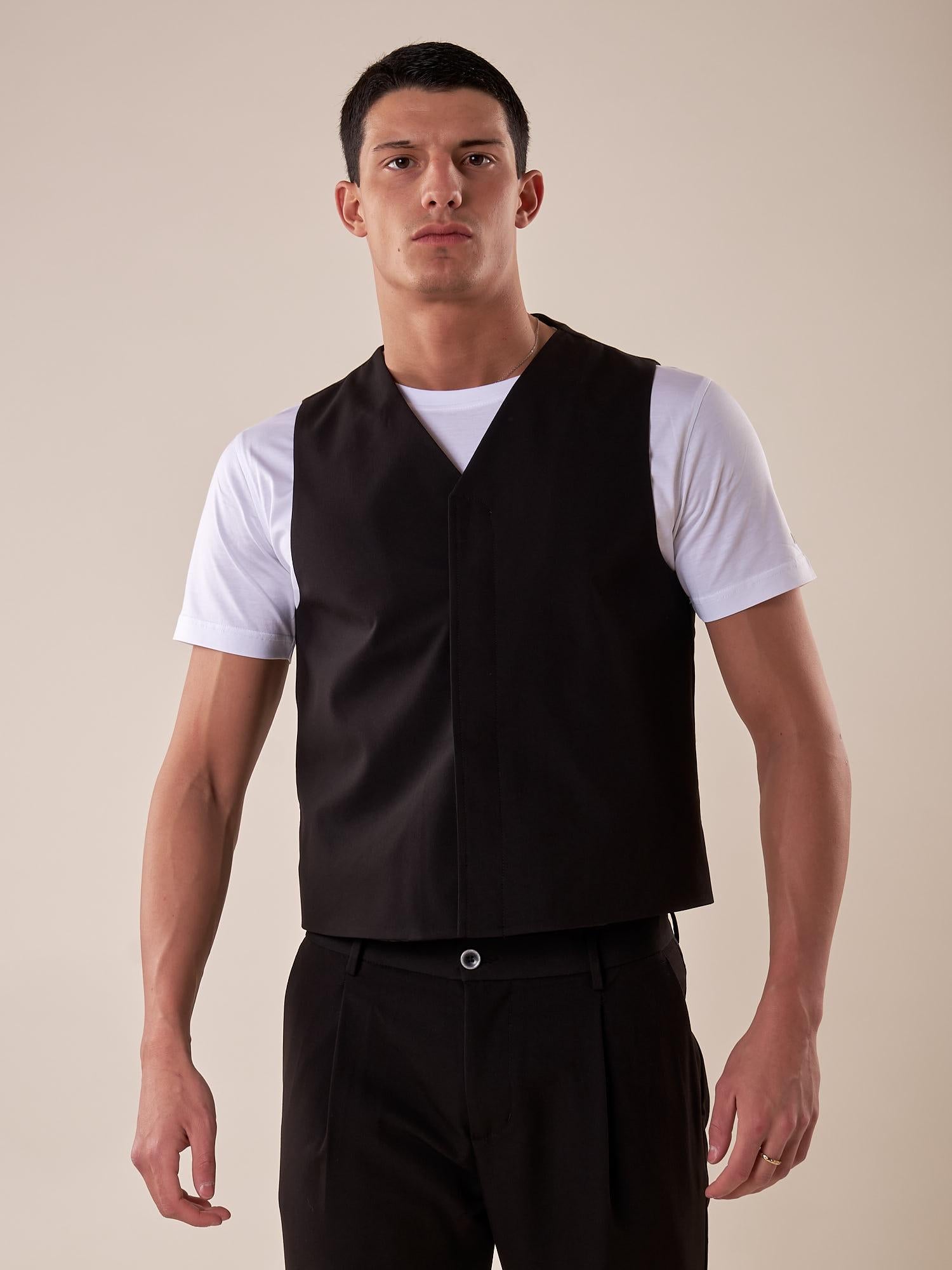Gilet uomo abbottonatura nascosta OE1S2S5I01 NERO OVER-D 