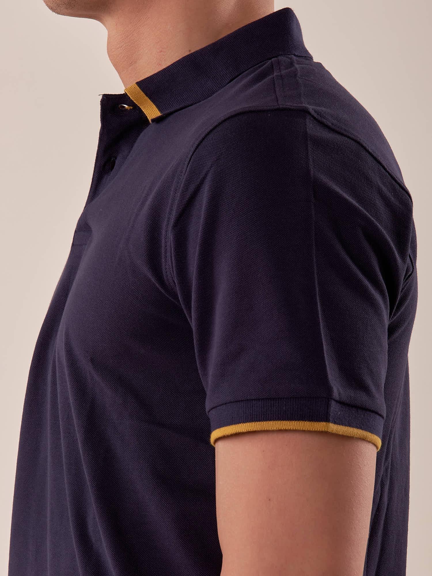 Polo manica corta con riga collo a contrasto uomo. PE123H BLU HAMAKI-HO 