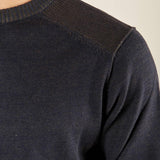 Maglia Uomo Invernale Manica Lunga in Poly Wool Finezza 12 con Costine Spalla. CON4130225 NAVY CONSENSO 