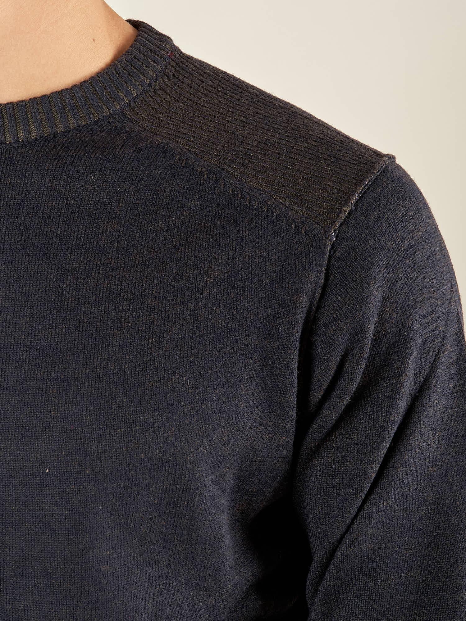 Maglia Uomo Invernale Manica Lunga in Poly Wool Finezza 12 con Costine Spalla. CON4130225 NAVY CONSENSO 